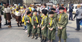 Урочистість 101 річниця першої Пластовой присяги у Львові на площі перед пам'ятником Тарасу Шевченку.