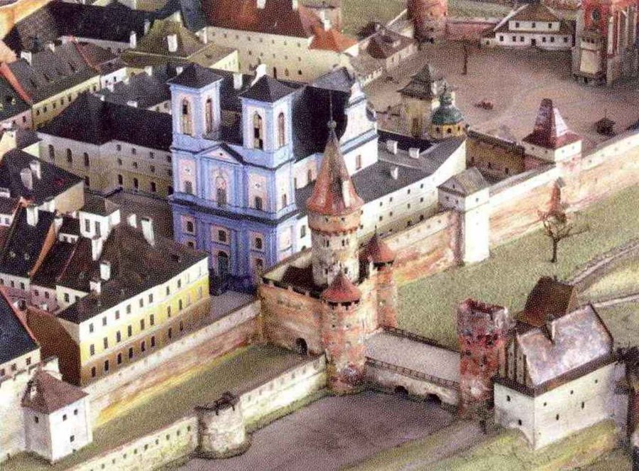 Краківська брама у XVII ст., пластична панорама Львова Я. Вітвіцького