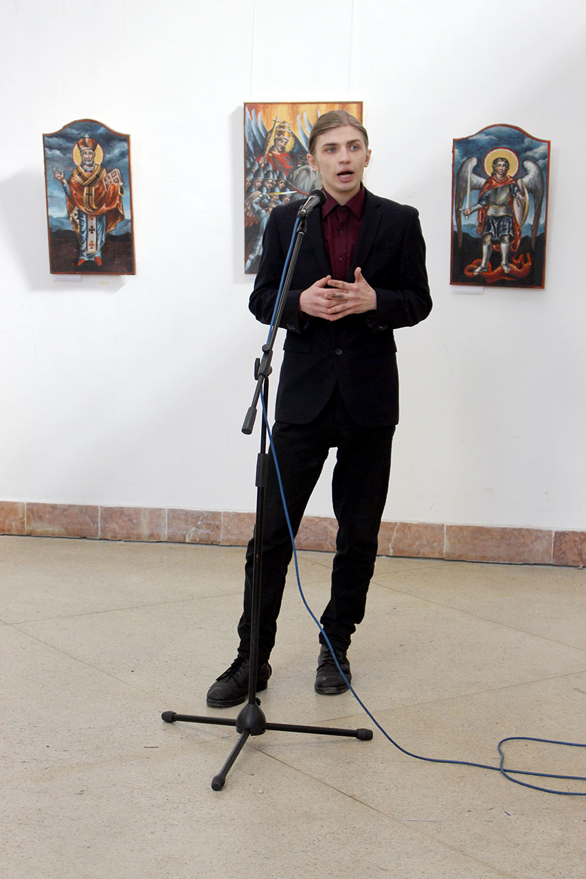 Михайло Скоп на відкритті виставки “Церква Войовнича”, 17 березня 2015 року