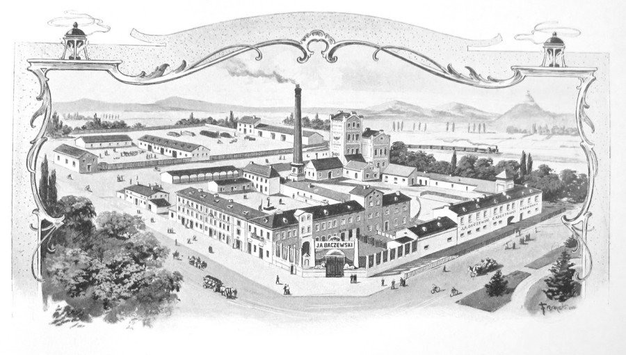 Поштівка з фабрикою Бачевського.