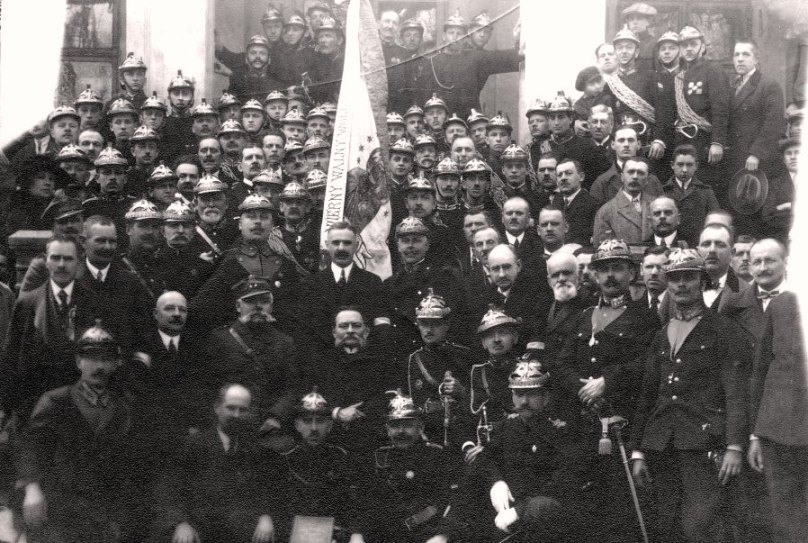 Пожежна команда залізниці, фото 1930-ті роки.