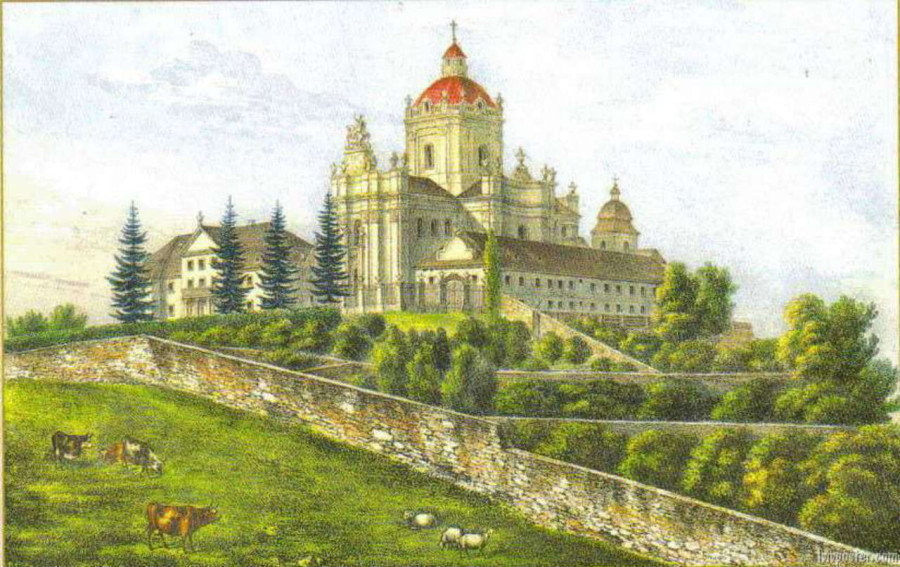 Святоюрські сади на літографії Кароля Ауера. Друга третина XIX ст.