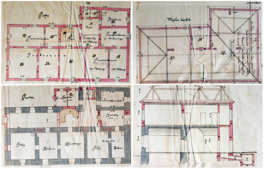 Плани поверхів плебанії від 1885 року.