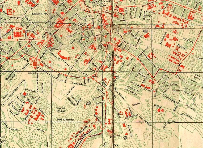 Фрагмент карти Львова 1937 року (взято з http://alan.ucoz.lv/ja3w/Lw37/Lw37.htm)