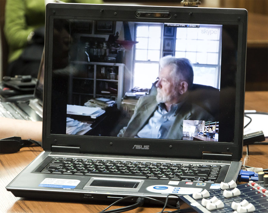 Григорій Грабович під час скайп-конференції. Фото: Ксенія Янко