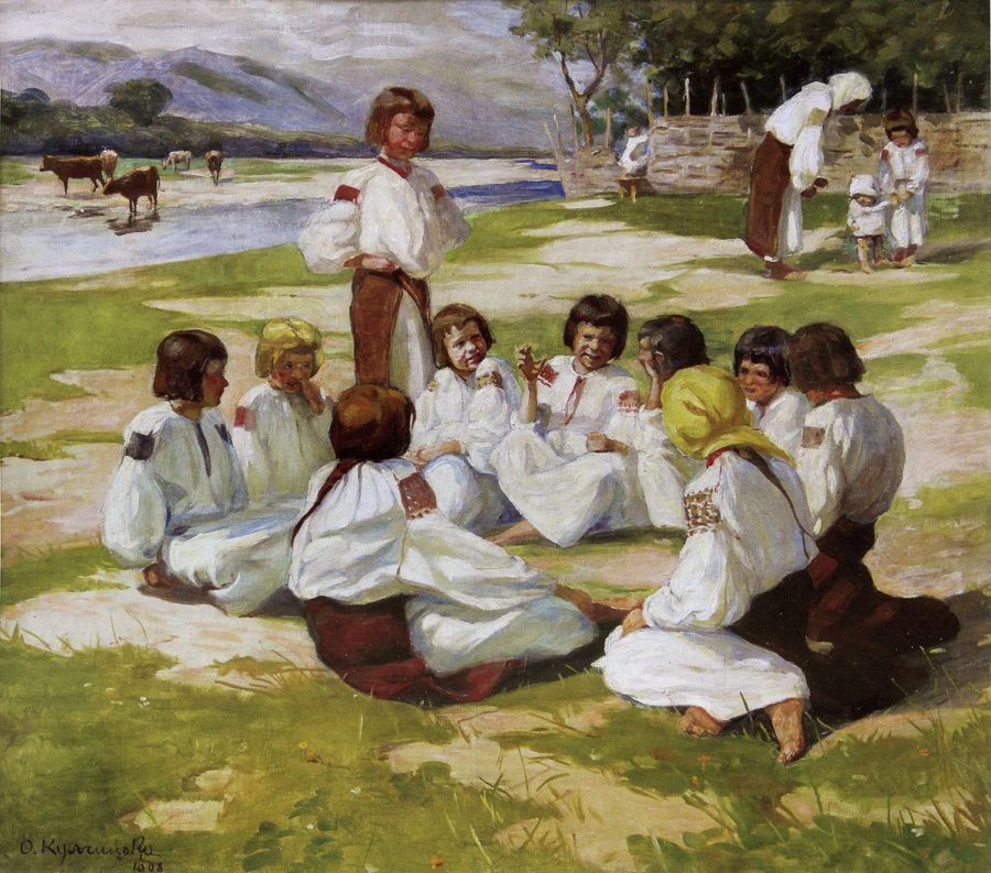 Олена Кульчицька. Діти на Леваді. Косів, 1908р.