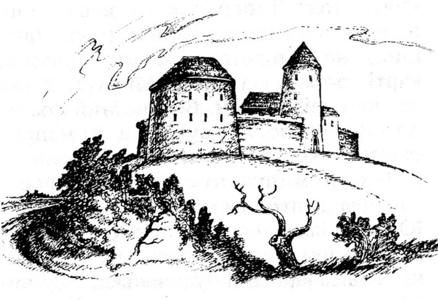 Замок у с. Підтемне(малюнок - реконструкція Козурака)