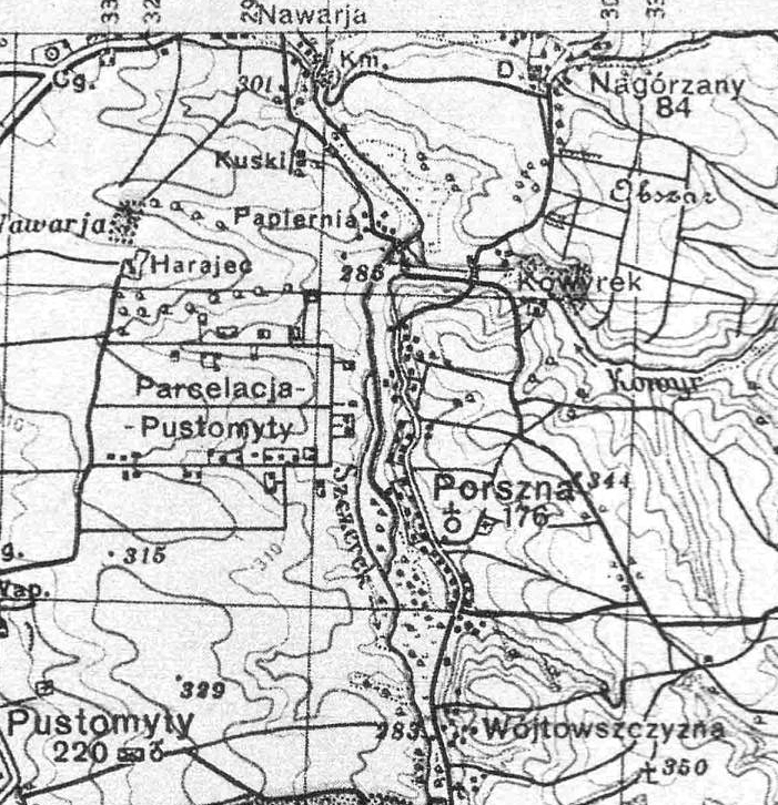Село Нагоряни на карті 1926 року.