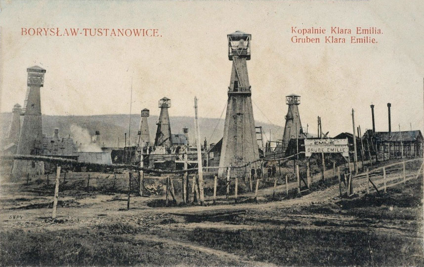 Нафтові вишки в Бориславі. Поштівка 1905 року