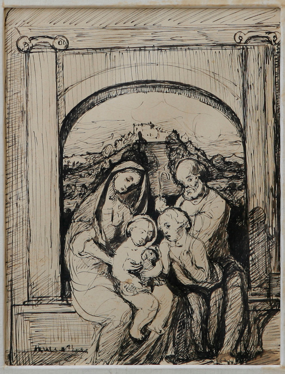 Олекса Новаківський. Свята Родина І. Папір, перо, чорнило. 1913 р.