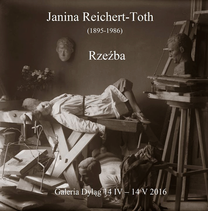 Афіша виставки скульптури Яніни Райхерт-Тот, яка проходила в сучасній Польщі у 2016 році