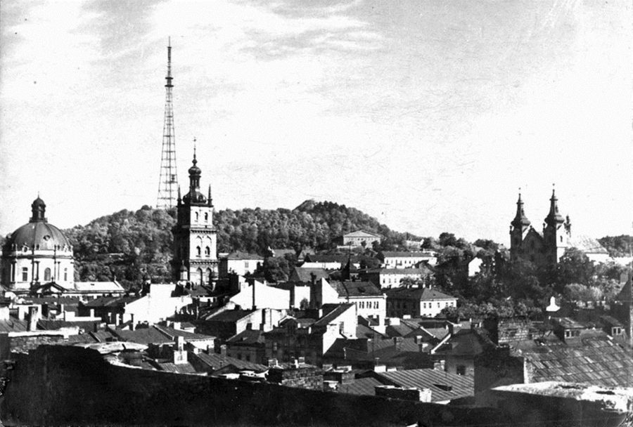 Панорама Львова з телевежею, 1960-ті рр.