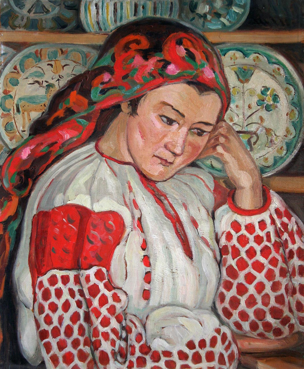 Олена Кульчицька. Гуцулка Параня. 1942 р. Фанера, олія.