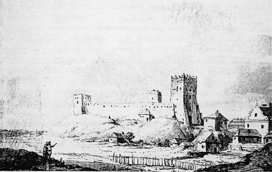 амок Любарта наприкінці XVIII століття. Акварель Казимира Войняковського