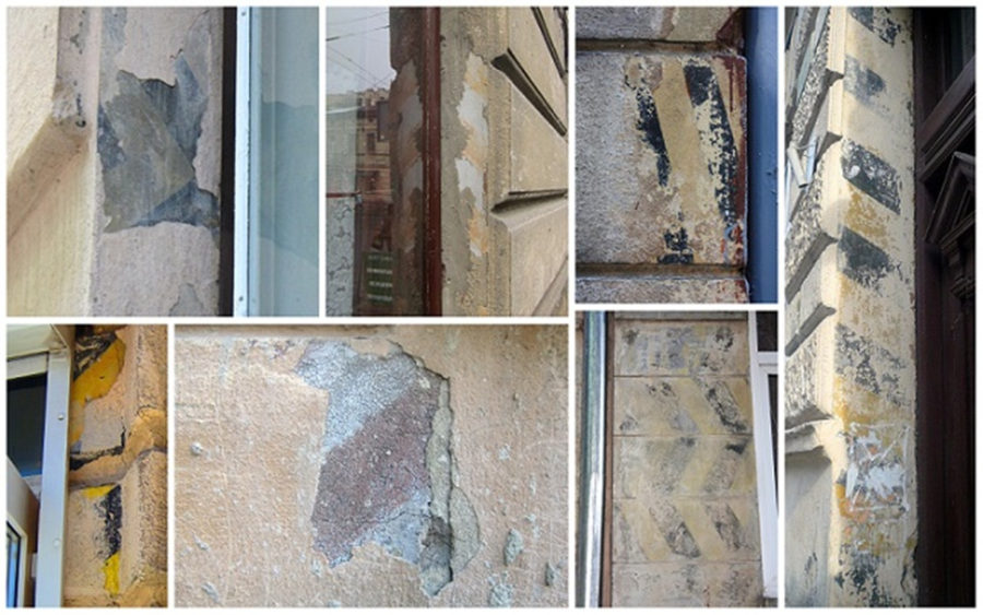 Фарбовані смуги на будинках Львова. Сучасне фото