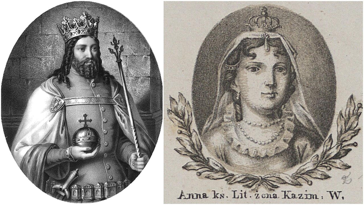Казимир ІІІ Великий і його перша дружина Альдона Анна Гедимінівна (графіка Александра Лессера)