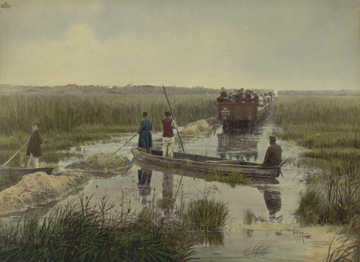 Будівництво Поліської залізниці. Фотограф Конрад Бандель, 1880-і рр.