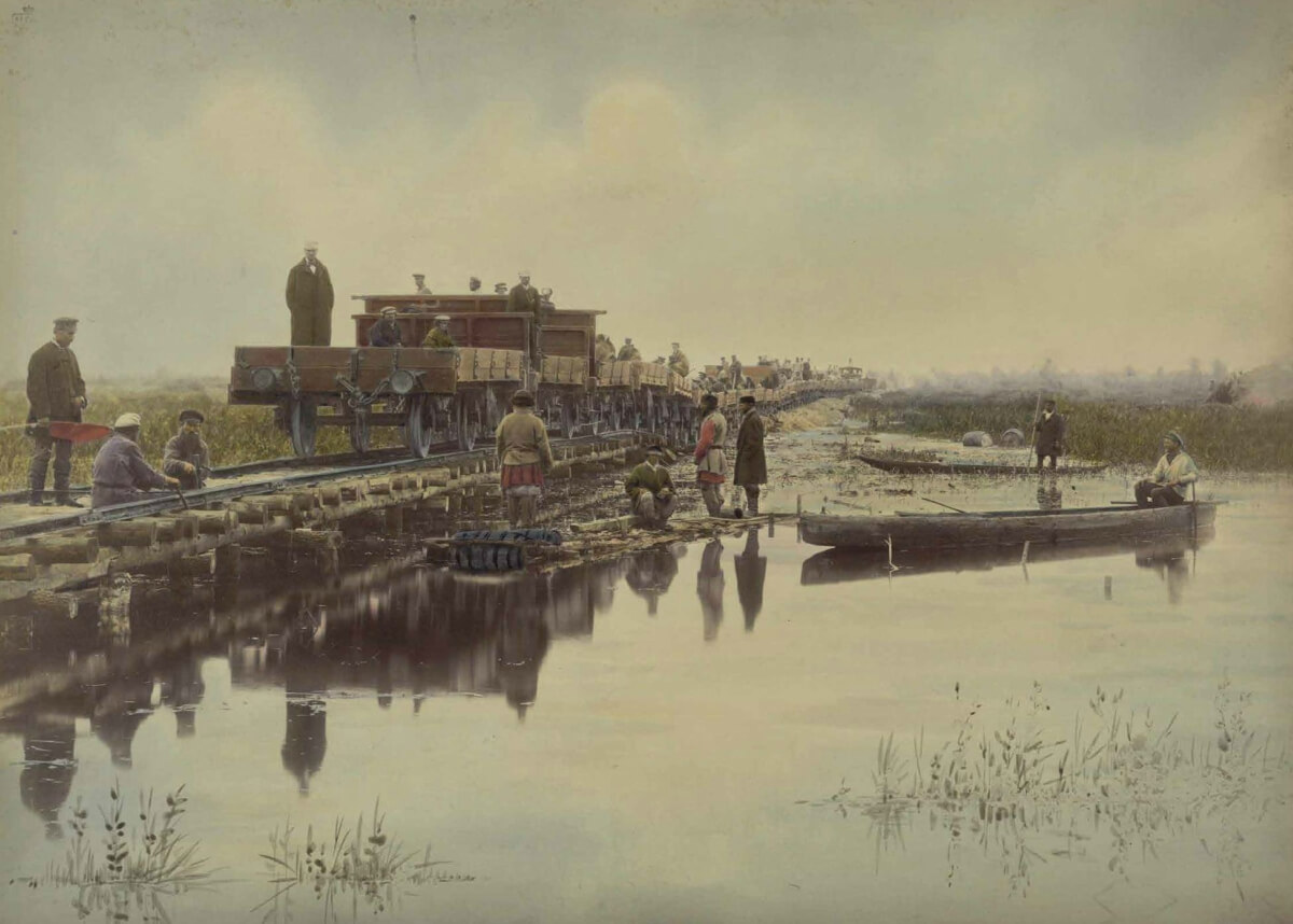 Будівництво залізниці. Фотограф Конрад Бандель, 1880-і рр.