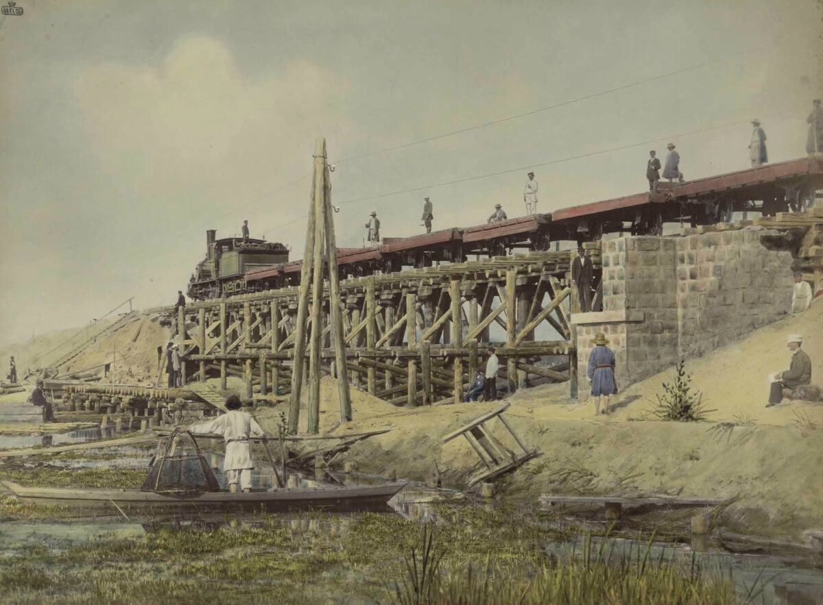 Будівництво Поліської залізниці. Фотограф Конрад Бандель, 1880-і рр.
