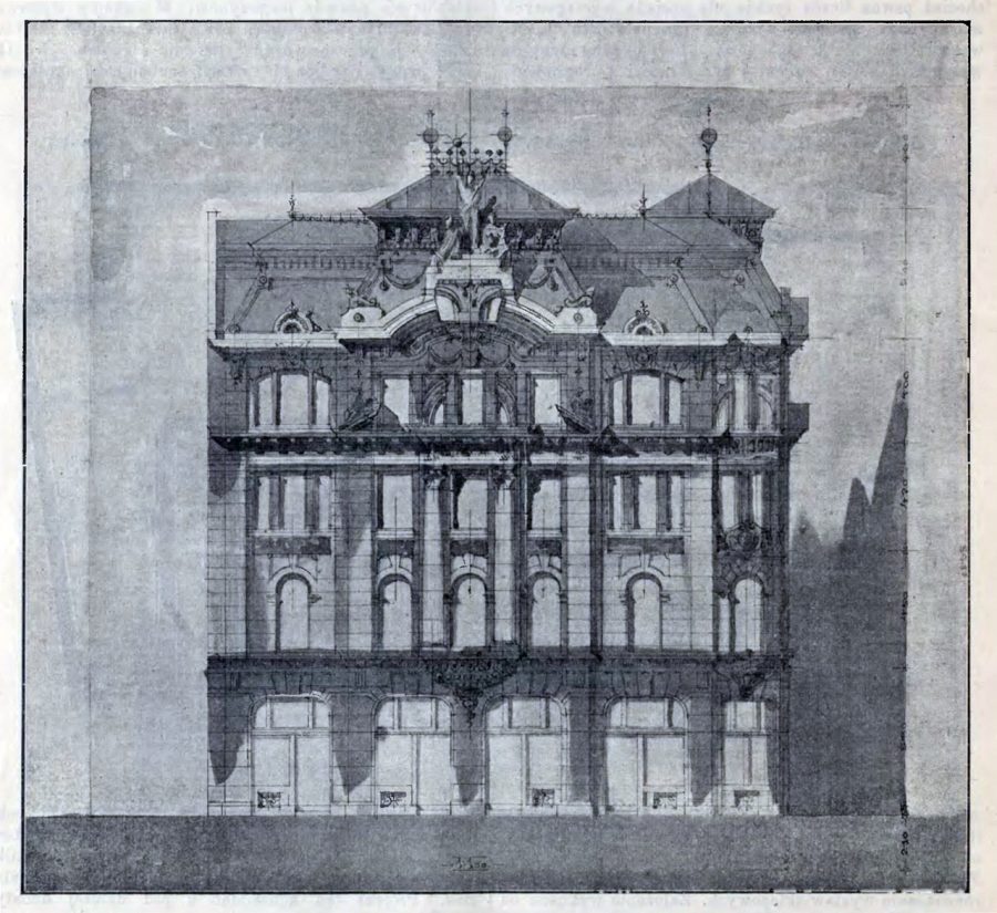 Проект будинку Бромільських на вул. Академічній, що здобув ІІІ нагороду. Архітектор Август Богохвальський. Фасад з сучасної вулиці Академічної