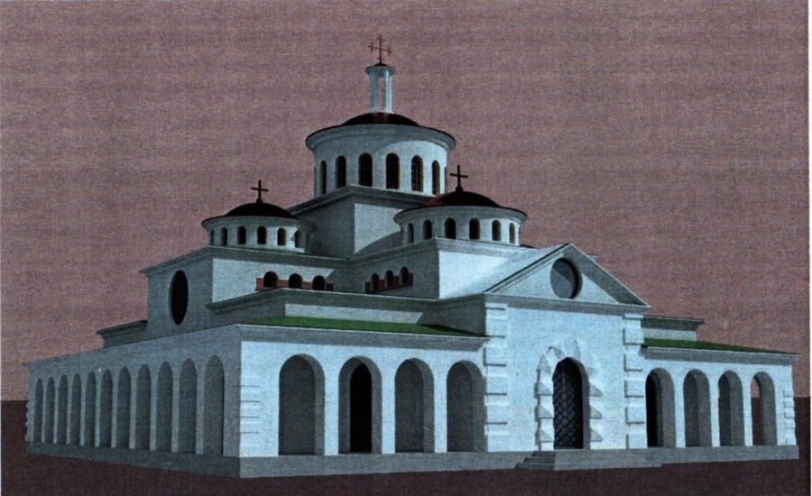 Макет нової церкви, запроектованої архітектором Євгеном Нагірним для Богданівки у Львові, якою мали замінити стару дерев'яну церкву Св. ап. Андрія і св. Володимира. Макет підготований АПТМ "Марко"