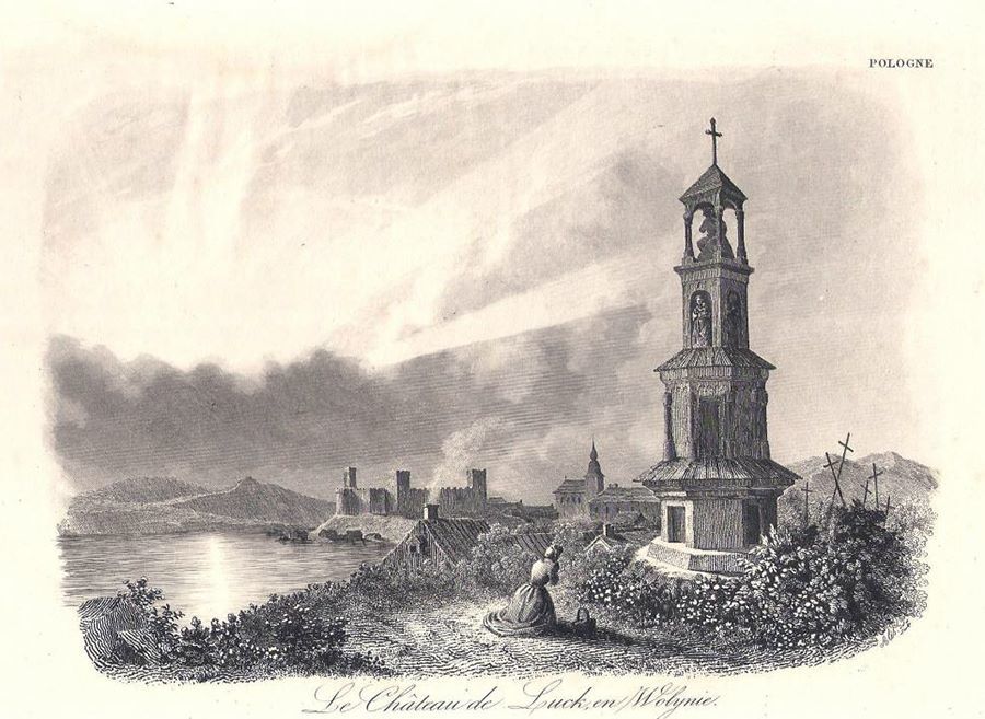 Сторінка з другого тому паризької книги Леонарда Ходзко La Pologne, historique, litteraire, monumentale, et pittoresque 1836-1837. Автор зображення Август Франк Алес