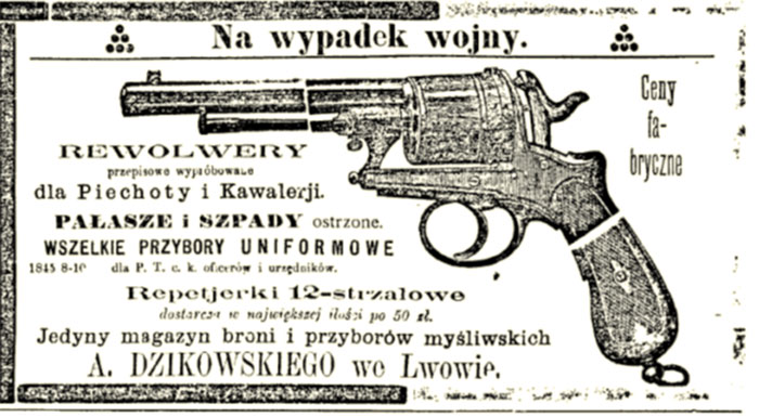 Реклама зброярської фірми А. Дзіковського.