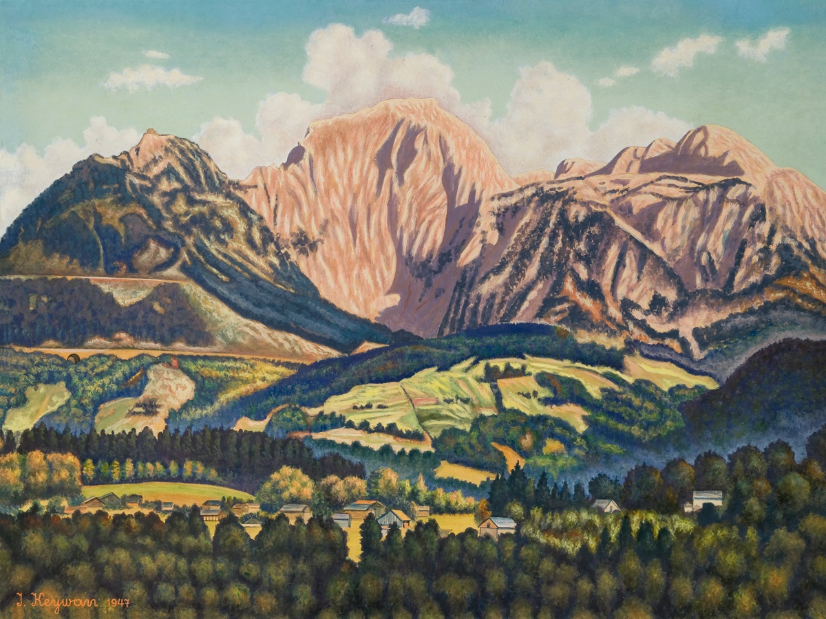 Іван Кейван. Рожевий альпійський краєвид. Міттенвальд, 1947