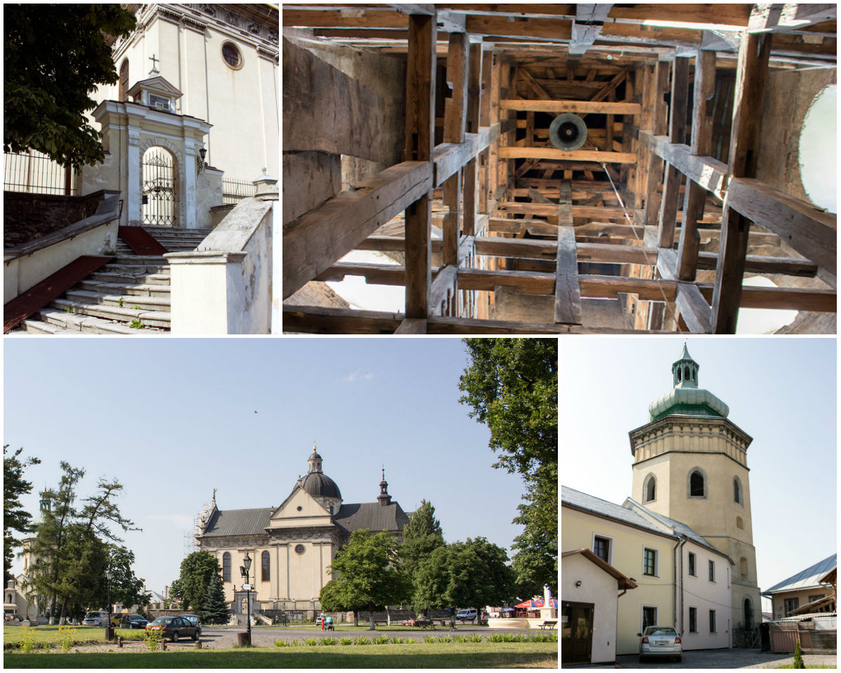 Костел Святого Лаврентія і вежа-дзвіниця в самому серці Жовкви