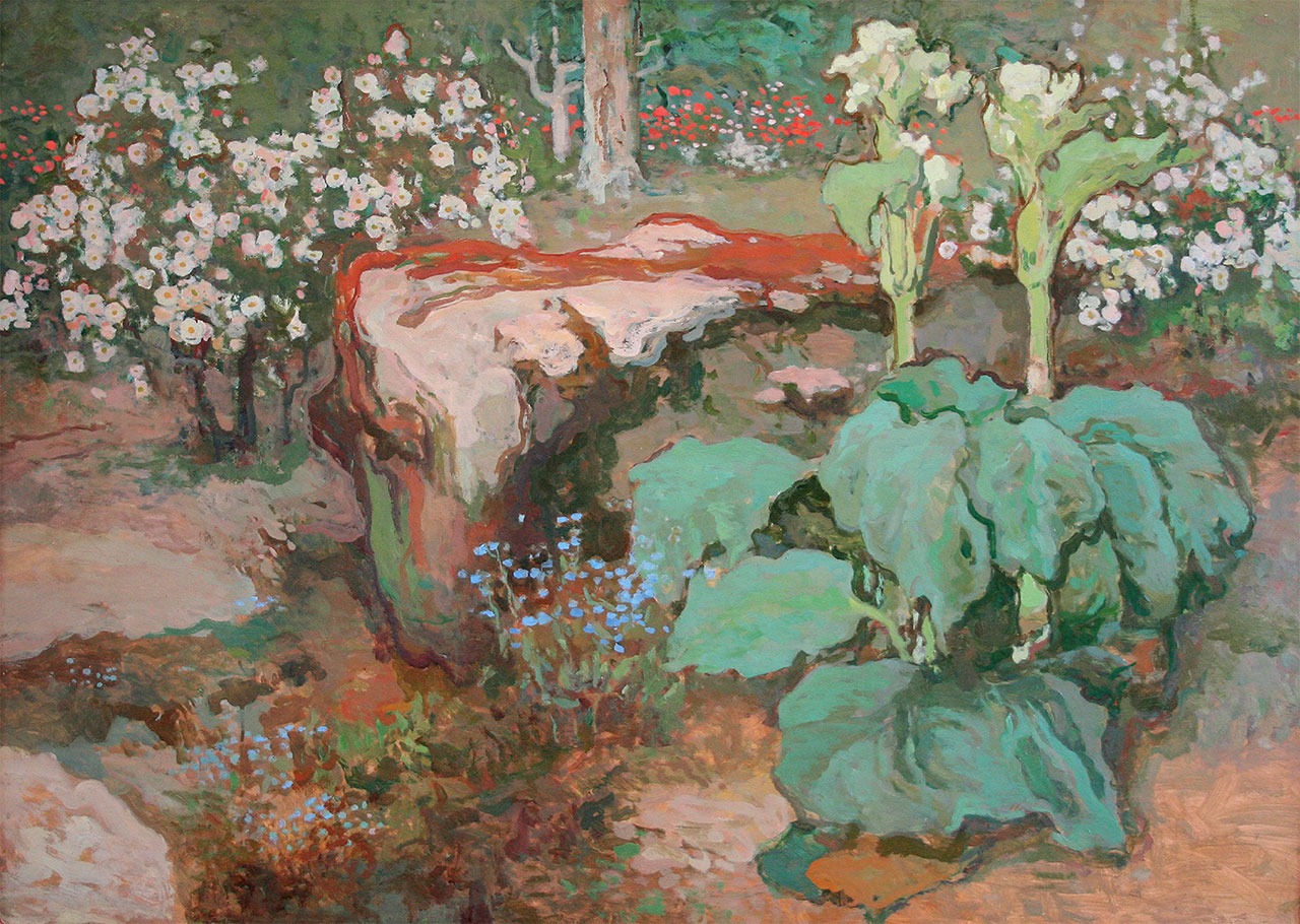 Іван Труш «У саду». Картон, олія. НМЛ ім.А.Шептицького.