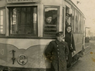 Львів. Трамвай на вул. Нової Різні (тепер Промислова), фото 1950 року