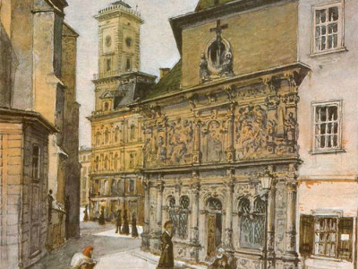 Каплиця Боїмів. Акварель А.Каменобродського. Поч. XX ст. ЛІМ