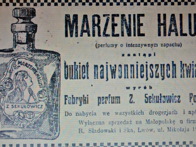 Реклама парфумів (газета «Кур’єр львівський” 1922р)