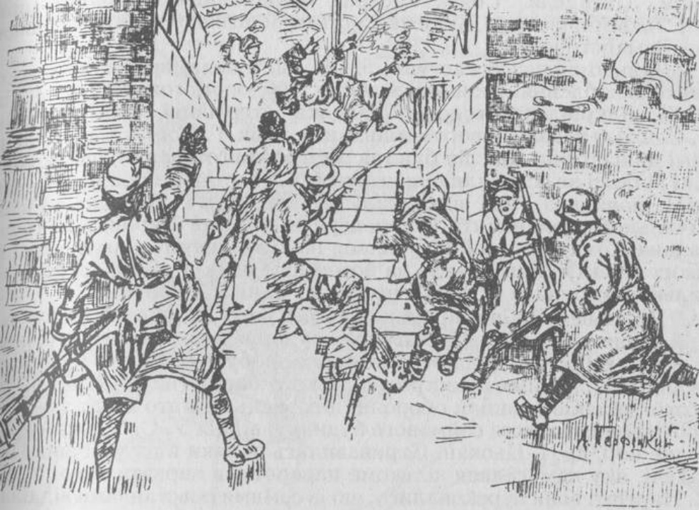 Бій за головний двірець. Львів, 1918 рік. Тогочасний рисунок