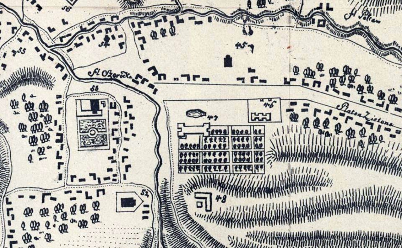 Фрагмент мапи Львова 1896 року (№ 47 - палацово-парковий ансамбль Яблоновських)