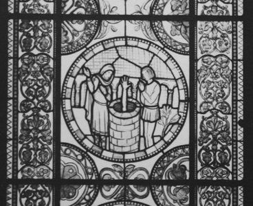 Вітраж зі сценами з життя Св. Івана Хрестителя, фото Л.Вележинського, 1930 р.