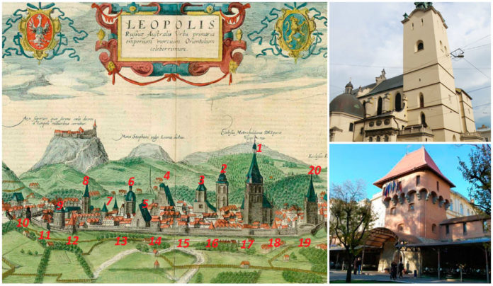 Які будівлі Львова зображено на відомій панорамі Гогенберга?