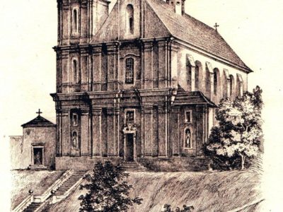 Літографія Йозефа Свободи. Костел кармелітів, близько 1865 р.