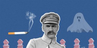 Юзеф Пілсудський курить цигарку в Луцьку і згадує про привида. Колаж Олександра Котиса