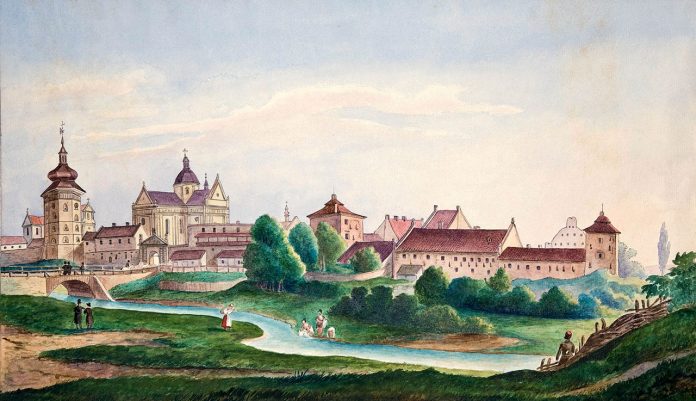 Жовква. Акварель XIX ст. Автор Й. К. Яворський.