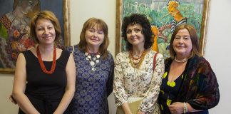 Ольга Падовська, Ірина Фартух, Олена Каменецька-Остапчук та Наталя Пухінда на відкритті колективної виставки