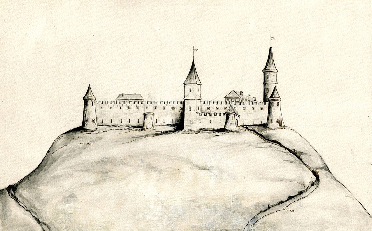 Франциск Ковалишин. Високий замок у Львові. Папір, туш, перо; 27,3 х 35, 7 см