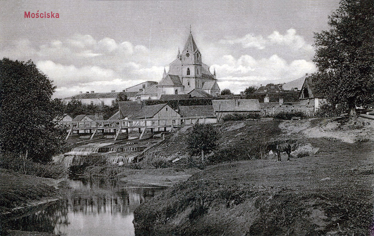 Мостиська, поштівка 1909 року