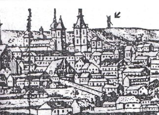 Вид Львова з кінця ХVІІІ ст. (фрагмент, стрілкою позначено "Чортів Млин")