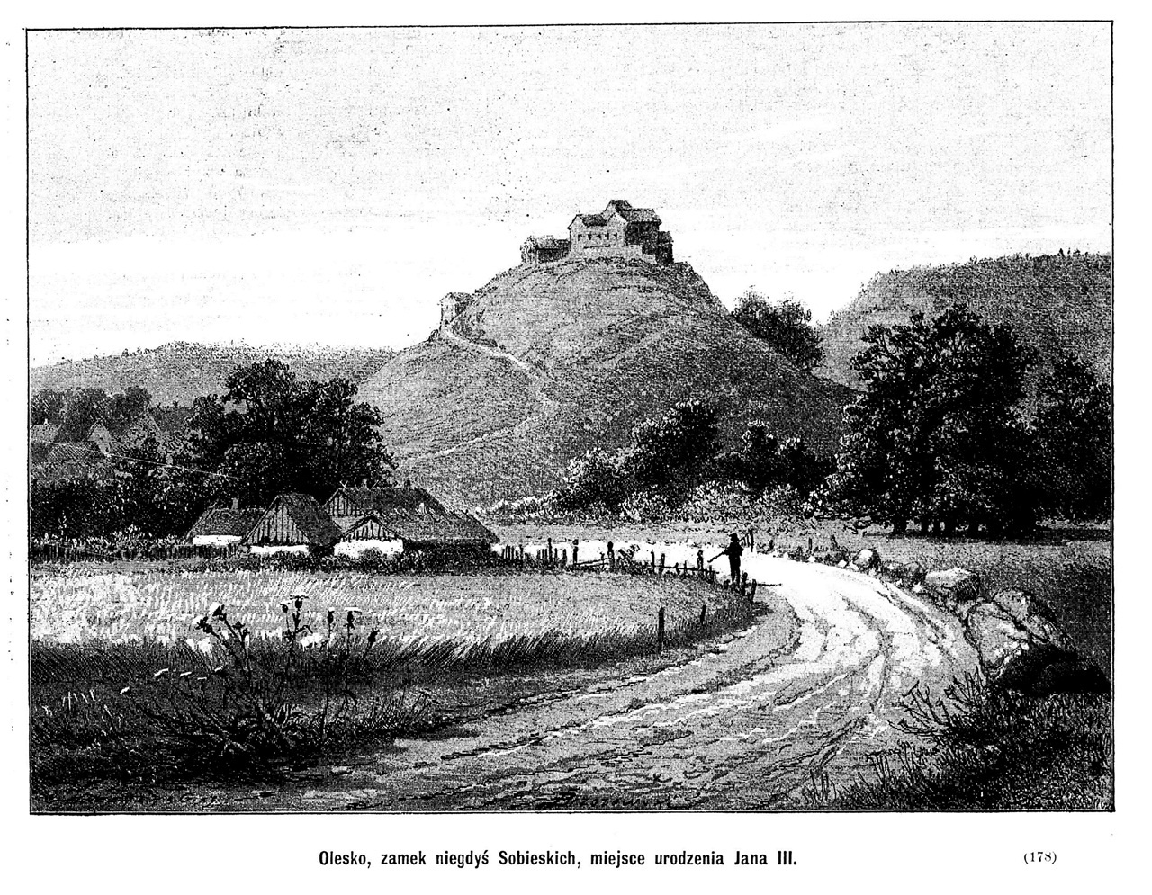 Олеський замок. Робота Й. Мюнтца скопійована Бжозовським в "Tugodnik ilustrowany" № 33 за 1883 р.