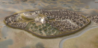 Звенигород за часів Володимирка у XII-XIII ст. Реконструкція Андрія Хархаліса. Джерело: Історико-культурний парк "Древній Звенигород".