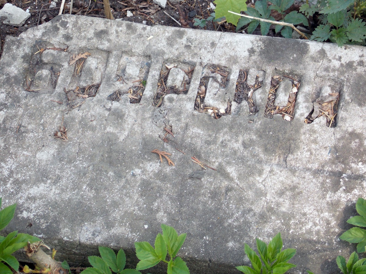 Понівечений надгробок з прізвищем «Боярская»