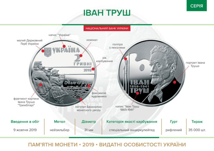 Пам’ятна монета “Іван Труш” номіналом 2 гривні