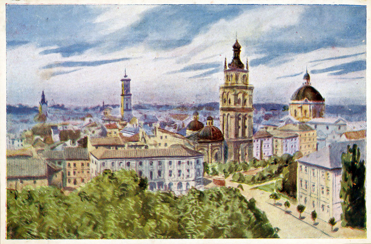 Вид Львова (вул. Підвальна, Успенська церква), поч. ХХ ст. З колекції Софії Легін 