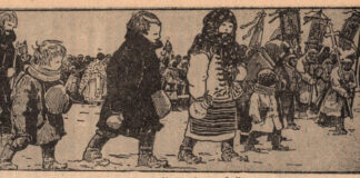 Йорданська процесія. 1920-ті рр. Рисунок О. Куриласа (з книги М.Батога “Вовківська земля”)